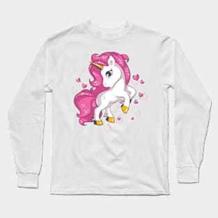 Cute little pink unicorn Long Sleeve T-Shirt